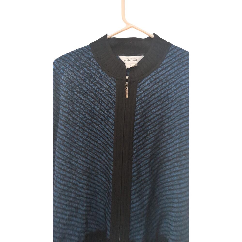 Misook Blue & Black Full Zip Knit Sweater | Size Medium | EUC - Picture 3 of 4